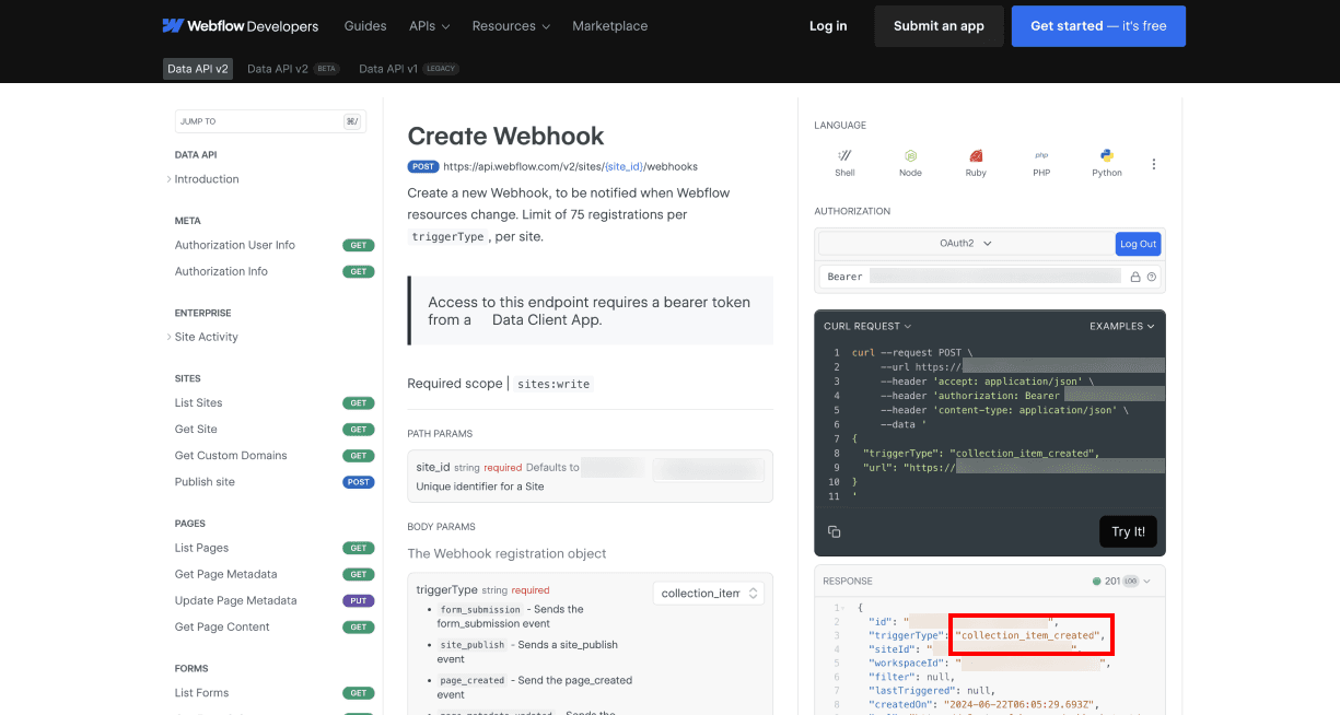 Create Webhook